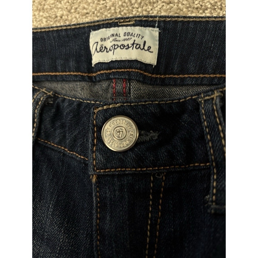 Aeropostale Bayla Skinny Capri Womens‎ 1/2 Dark Wash Distressed Stretch Denim - Picture 4 of 10
